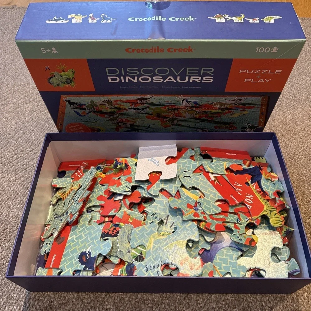 Crocodile Creek Discover Dinosaurs Puzzle 100 Pieces Puzzle And Play